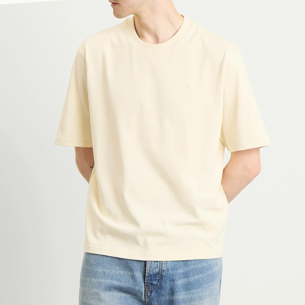 AMI Paris Men's Thick Jersey Tshirt ADC Ivoire